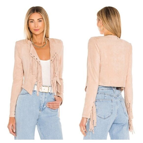 REVOLVE Jackets & Blazers - NBD Tyler Fringe Jacket - Blush Nude